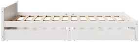 Cama sem colchão 140x190 cm madeira de pinho maciça branco