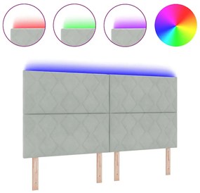 Cabeceira LED Design Blocos de Diamante Cinza Claro 180 cm Veludo