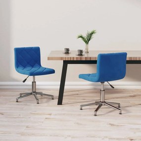 vidaXL Cadeiras de jantar giratórias 2 pcs veludo azul
