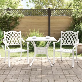 Conjunto de Bistro de Jardim VidaXL com 3 Peças em Alumínio Fundido Branco