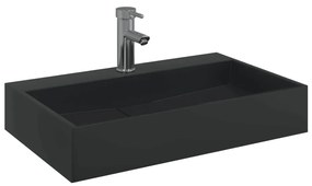Lavatório 60x38x11 cm mineral/mármore fundido mate preto