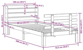 Estrutura cama c/ cabeceira sem colchão 90x190 cm branco