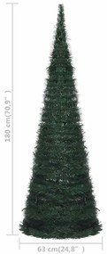 Árvore Natal pop-up artificial pré-iluminada 180 cm verde