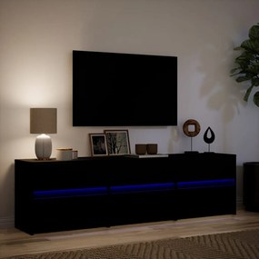 Móvel de TV com luzes LED derivados de madeira preto