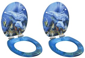 vidaXL Assentos sanita 2 pcs tampas fecho suave MDF design golfinhos