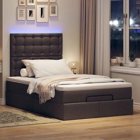Estrutura de cama otomana com colchão 120x190cm castanho escuro