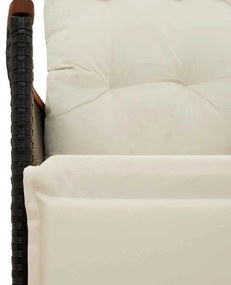 9 pcs conjunto de jantar p/ jardim c/ almofadões vime PE preto