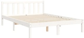Cama sem colchão 140x190 cm madeira de pinho maciça branco