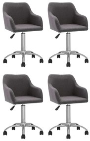 vidaXL Cadeiras de jantar giratórias 4 pcs tecido cinzento-acastanhado