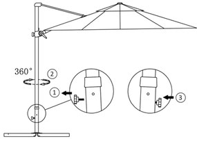 Guarda-sol cantilever com poste em alumínio 300 cm antracite