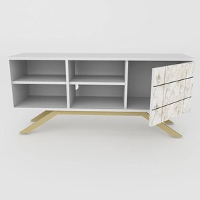 Móvel TV North – Branco e Dourado – 130 cm x 38,6 cm x 58,6 cm