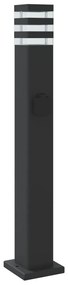 Candeeiro chão p/ exterior c/ tomada 3 pcs 80 cm alumínio preto