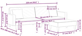 2 pcs conjunto de sofás com almofadas veludo cinzento-escuro