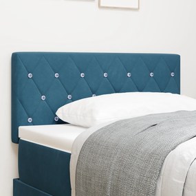 Cabeceira vidaXL com Botão de Cristal, Estofada, Azul Escuro, 90 cm, Veludo
