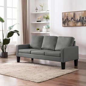 vidaXL Sofá de 3 lugares couro artificial cinzento