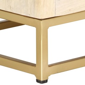Mesa de cabeceira 40x30x50 cm madeira mangueira maciça dourado