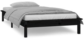 Estrutura de cama c/ luzes LED 90x200 cm madeira maciça preto