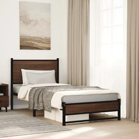 Estrutura de cama sem colchão 90x200 cm metal carvalho castanho