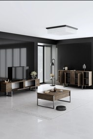 Conjunto de Mobiliário de Sala de Estar Luxe – Nogueira e Prateado – M