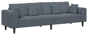Sofá de Veludo com almofada com travesseiro Cinza Escuro 208 cm Veludo