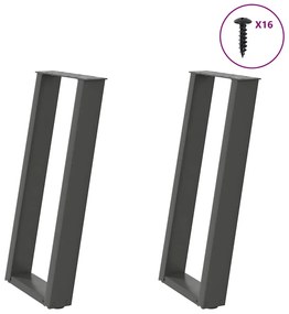 Pernas mesa console 2pcs forma U 38x(72-73) cm aço antracite