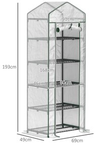 Estufa de Jardim Vertical 69x49x193 cm com 5 Prateleiras Estufa para Plantas e Cultivos com Cobertura Transparente de PE Verde