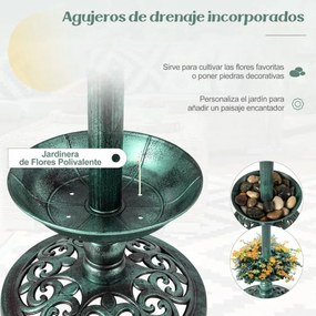 Banheira de pássaros solar de jardim exterior iluminado Vintage 2 lâmpadas alimentadas por energia solar Verde