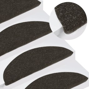vidaXL Tapetes de escada adesivos 15 pcs56x17x3 cm preto