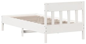 Estrutura de cama com cabeceira 90x200 cm pinho maciço branco