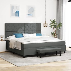 vidaXL Cama Box Spring com Colchão e Banco Cinza Escuro 200x200 cm Tecido