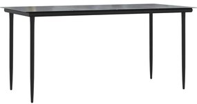 7 pcs conjunto de jantar p/ jardim c/ almofadões vime PE preto