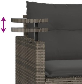 3 pcs conjunto sofás de jardim c/ almofadões vime PE cinzento