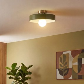 Plafon Retro Bronze com Vidro Verde - Jina