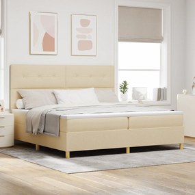 vidaXL Cama Box Spring com Colchão Creme 200x200 cm Tecido
