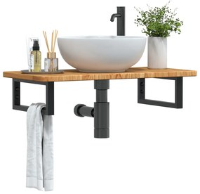 vidaXL Prateleira de parede p/ lavatório aço/madeira carvalho maciça