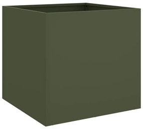 Vasos/floreiras 2 pcs 42x40x39 cm aço verde azeitona