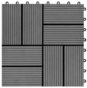 Ladrilhos de pavimento 11 pcs WPC 1m² 30x30 cm cinzento