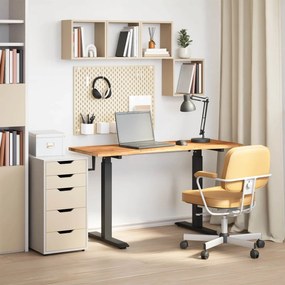 vidaXL Mesa com armazenamento Preto e Marrom Claro 140 x 60 cm