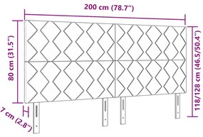 Cabeceira Design de Blocos de Diamante Cinza Escuro 200 cm Veludo