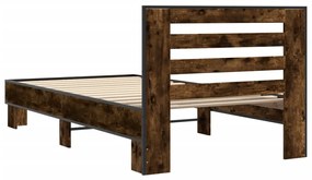 Estrutura de cama derivados de madeira e metal carvalho fumado
