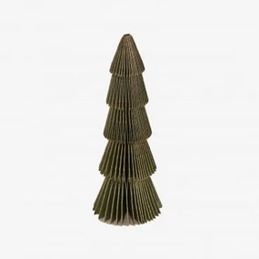 Pack De 2 Árvores De Natal Em Papel Jesper ↑15 Cm & Verde Pesto Com Borda Dourada - Sklum