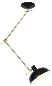 Candeeiro de teto retro preto com bronze - Milou Retro