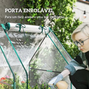 Estufa Pequena Estufa de Exterior Porta com Fecho de Correr Base de Te