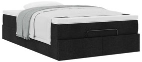 Estrutura de cama otomana com colchão preto 120x190 cm tecido