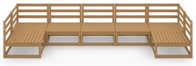 7 pcs conjunto lounge de jardim pinho maciço