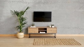 Móvel TV Laxus – Nogueira e Preto – 140 cm x 50 cm x 40 cm