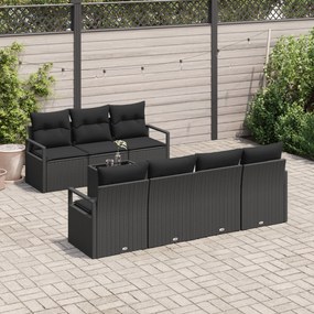 Conjunto de Sofás de Jardim vidaXL 8 Peças com Almofadas Rattan PE Pre