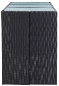 7 pcs conjunto bar para jardim c/ almofadões vime PE preto