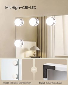 Espelho de maquilhagem 48 x 58 x 5,7 cm estilo Hollywood com 15 LEDs reguláveis Branco 