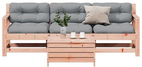 4 pcs conj. lounge jardim com almofadões madeira douglas maciça